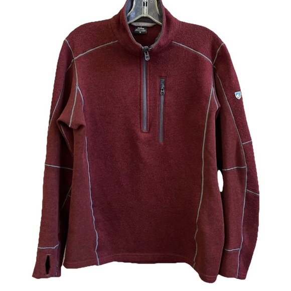 Kuhl Jackets & Blazers - Kuhl Sweater Women Small Burgundy 1/2 Zip Pullover Jacket Fleece Mock Thumbhole